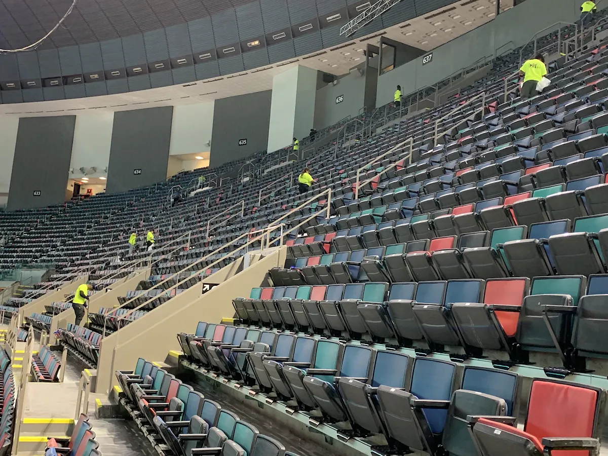 KBS janitorial crews clean up during Final Four Weekend